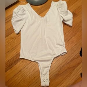 puff sleeve white one piece